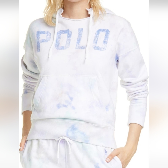 Polo Ralph Lauren Distressed Tie Dye Logo Hooded Sweatshirt - Picture 1 of 7